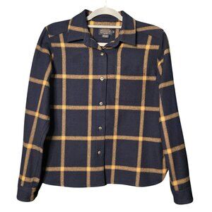 Pendleton Womens S Cabin Cozy Lodge Shirt Virgin Wool Navy Plaid Button-Up Shirt